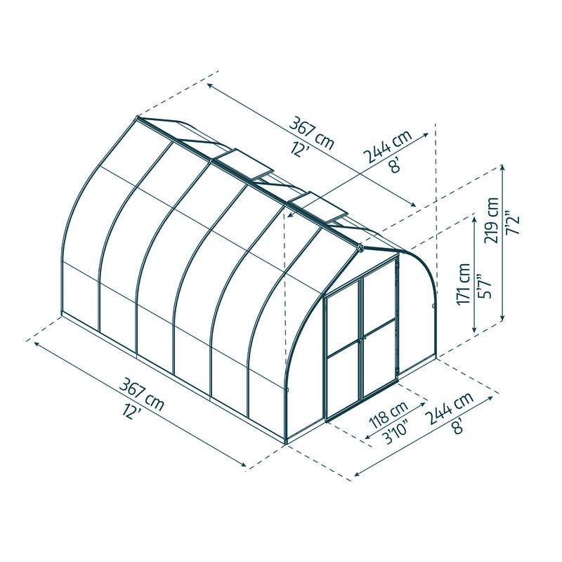 Canopia Bella Serre de jardin double paroi en polycarbonate 367x244x219 cm Argent Canopia Bella Serre de jardin double paroi en polycarbonate 367x244x219 cm Argent