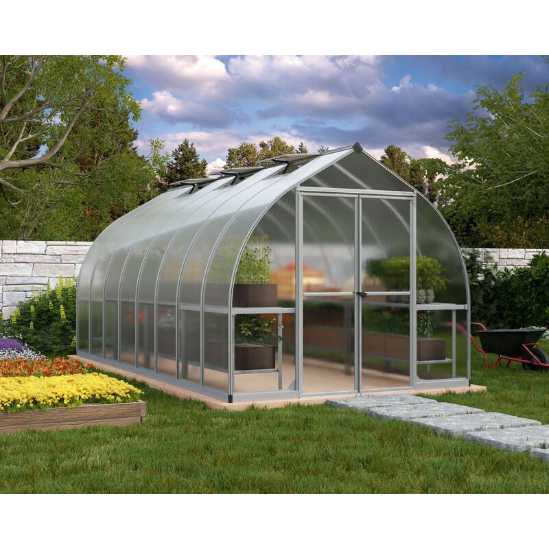 Canopia Bella Serre de jardin double paroi en polycarbonate 490x244x219 cm Argent Canopia Bella Serre de jardin double paroi en polycarbonate 490x244x219 cm Argent