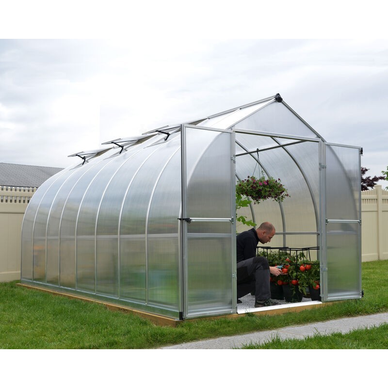 Canopia Bella Serre de jardin double paroi en polycarbonate 490x244x219 cm Argent Canopia Bella Serre de jardin double paroi en polycarbonate 490x244x219 cm Argent