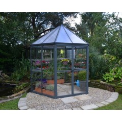 Canopia Oasis Serre de jardin hexagonale en polycarbonate 247x213x267 cm Gris