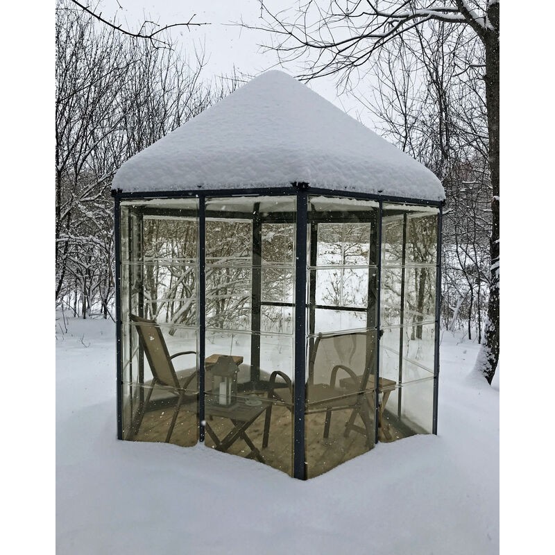 Canopia Oasis Serre de jardin hexagonale en polycarbonate 247x213x267 cm Gris