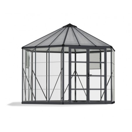 Canopia Oasis Serre de jardin hexagonale en polycarbonate 363x316x289 cm Gris