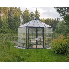Canopia Oasis Serre de jardin hexagonale en polycarbonate 363x316x289 cm Gris