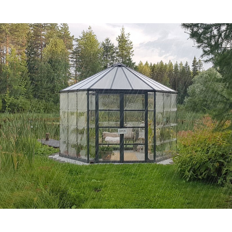 Canopia Oasis Serre de jardin hexagonale en polycarbonate 363x316x289 cm Gris