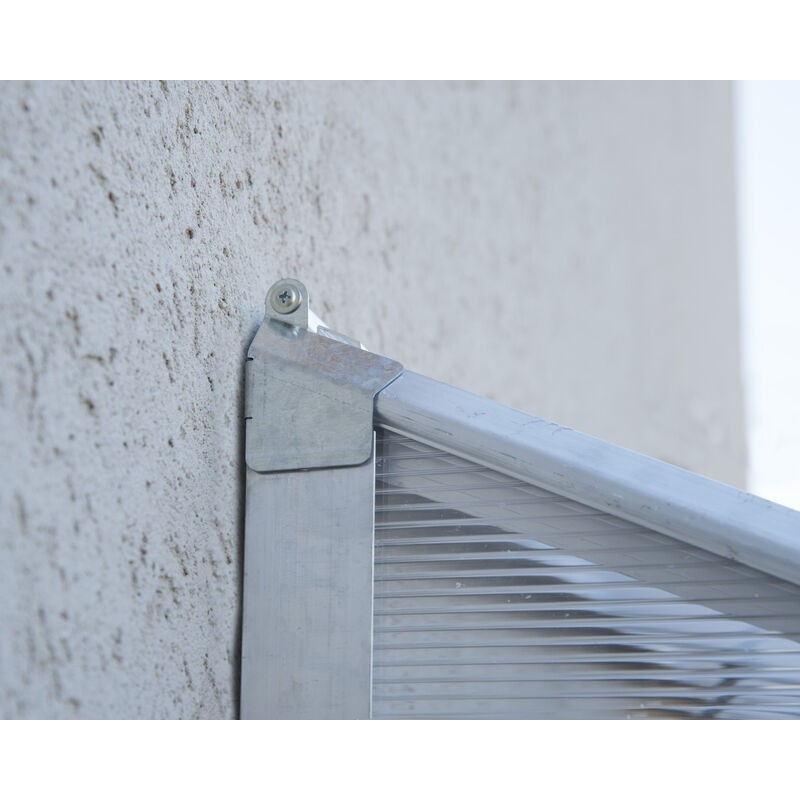 Serre de jardin adossée Canopia en polycarbonate argenté 244x124x225 cm hybride