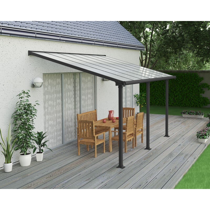 Canopia Olympia Pergola adossée en aluminium 3x4.3 m Gris Canopia Olympia Pergola adossée en aluminium 3x4.3 m Gris