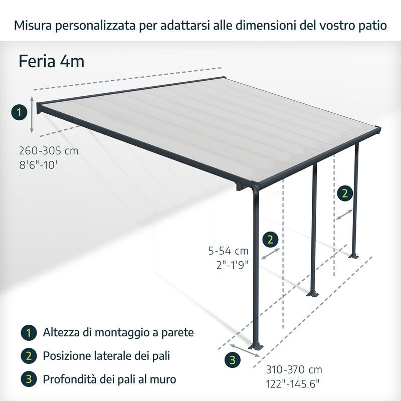 Canopia Olympia Pergola adossée en aluminium 3x6.2 m Blanc Canopia Olympia Pergola adossée en aluminium 3x6.2 m Blanc