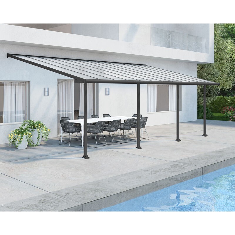 Canopia Olympia Pergola adossée en aluminium 3x7.4 m Gris Canopia Olympia Pergola adossée en aluminium 3x7.4 m Gris