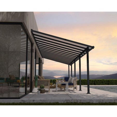Canopia Olympia Pergola adossée en aluminium 3x9.2 m Gris
