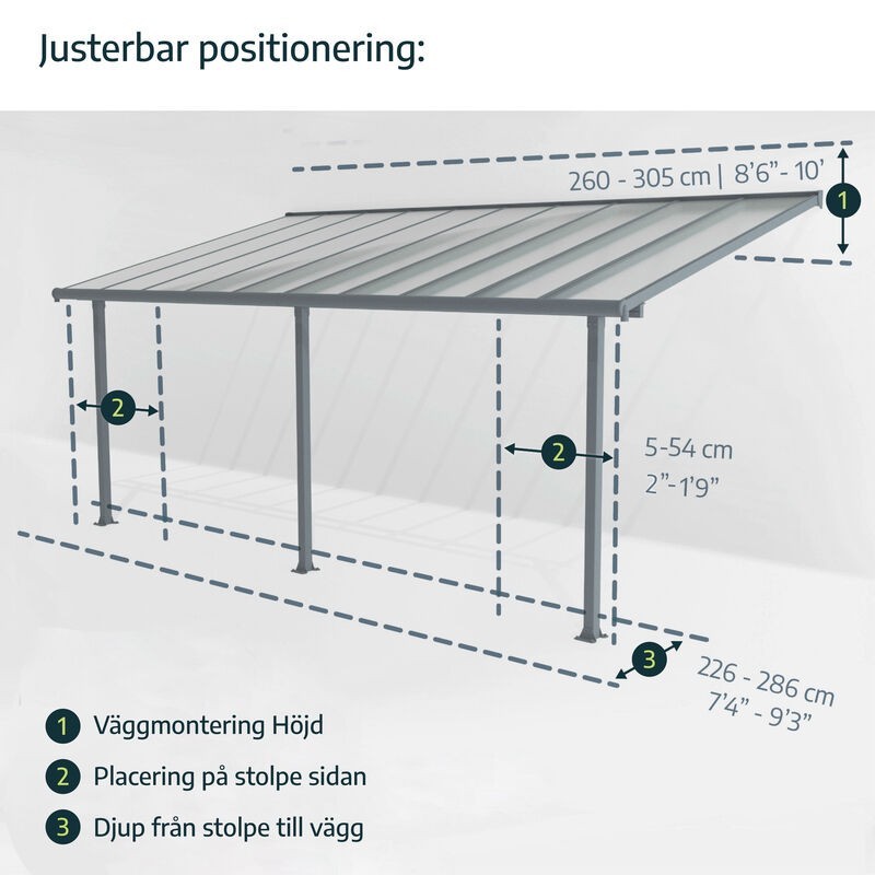 Canopia Capri Pergola adossée en aluminium 3x4.3 m Gris Canopia Capri Pergola adossée en aluminium 3x4.3 m Gris