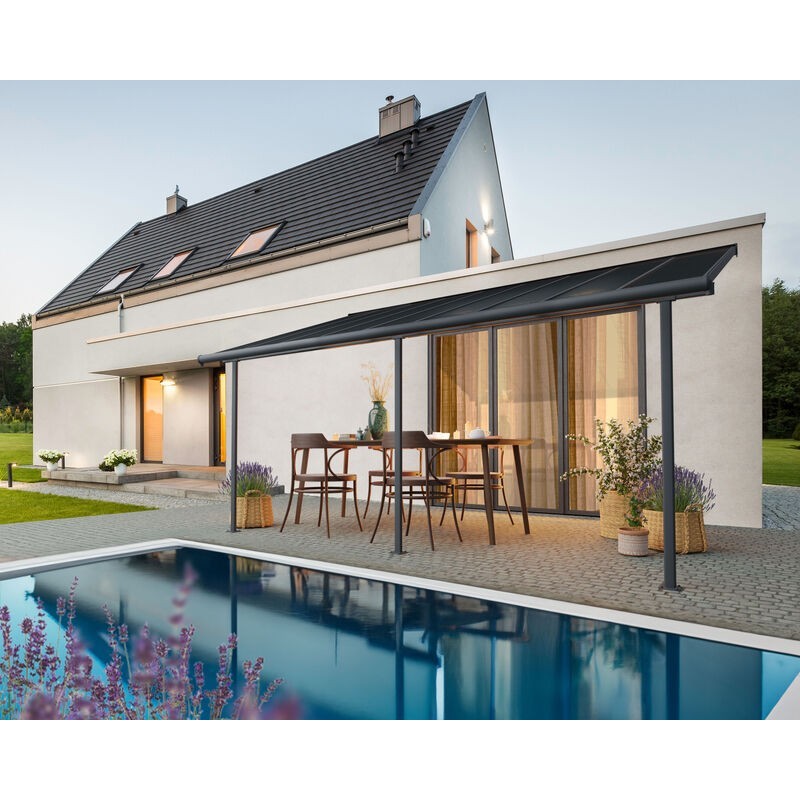 Canopia Capri Lean-to Pergola in Aluminum 3X5.6 m Grey Canopia Capri Lean-to Pergola in Aluminum 3X5.6 m Grey