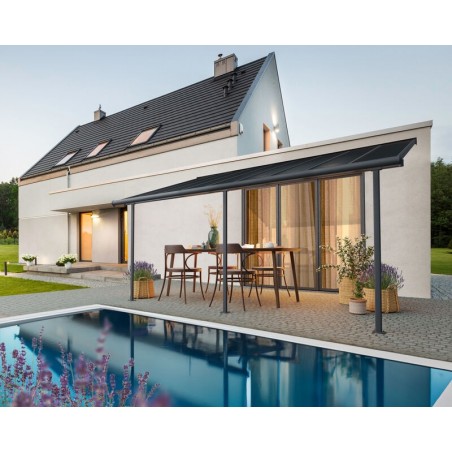 Canopia Capri Pergola adossée en aluminium 3x5.6 m Gris