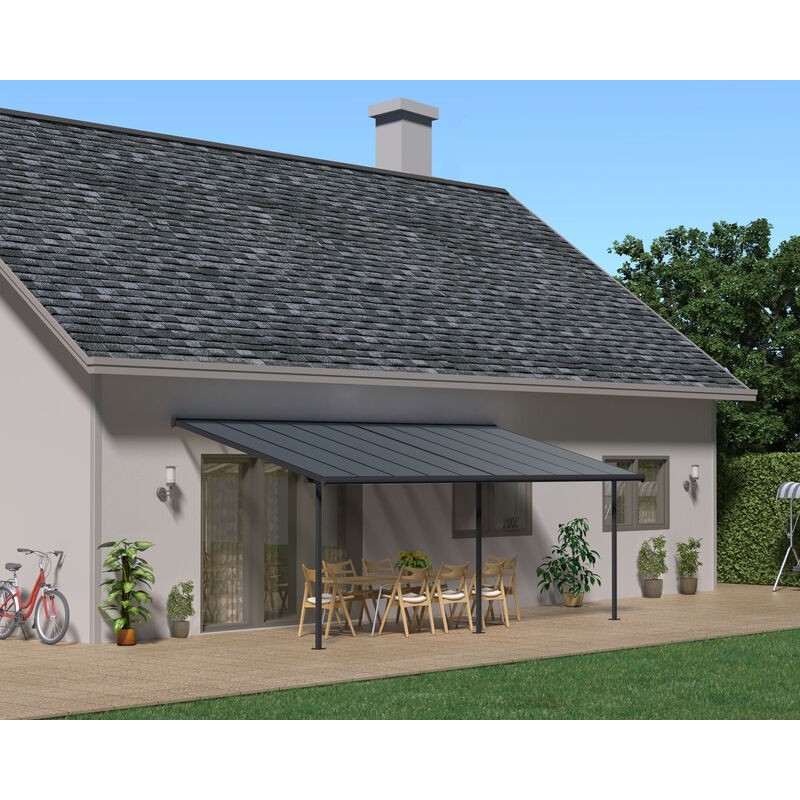 Canopia Capri Pergola adossée en aluminium 3x6.2 m Gris Canopia Capri Pergola adossée en aluminium 3x6.2 m Gris