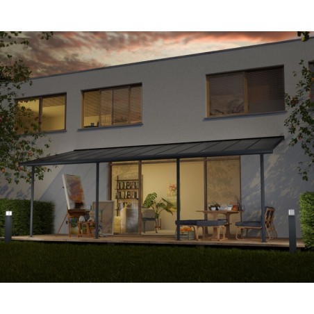 Canopia Capri Pergola adossée en aluminium 3x7.4 m Gris