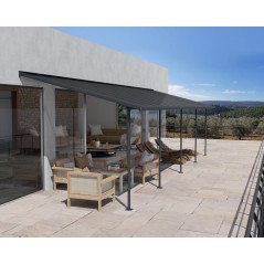 Canopia Capri Pergola adossée en aluminium 3x8.6 m Gris