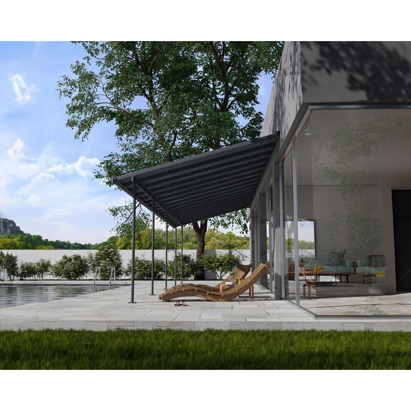 Canopia Capri Lean-to Pergola in Aluminum 3X9.7 m Grey Canopia Capri Lean-to Pergola in Aluminum 3X9.7 m Grey