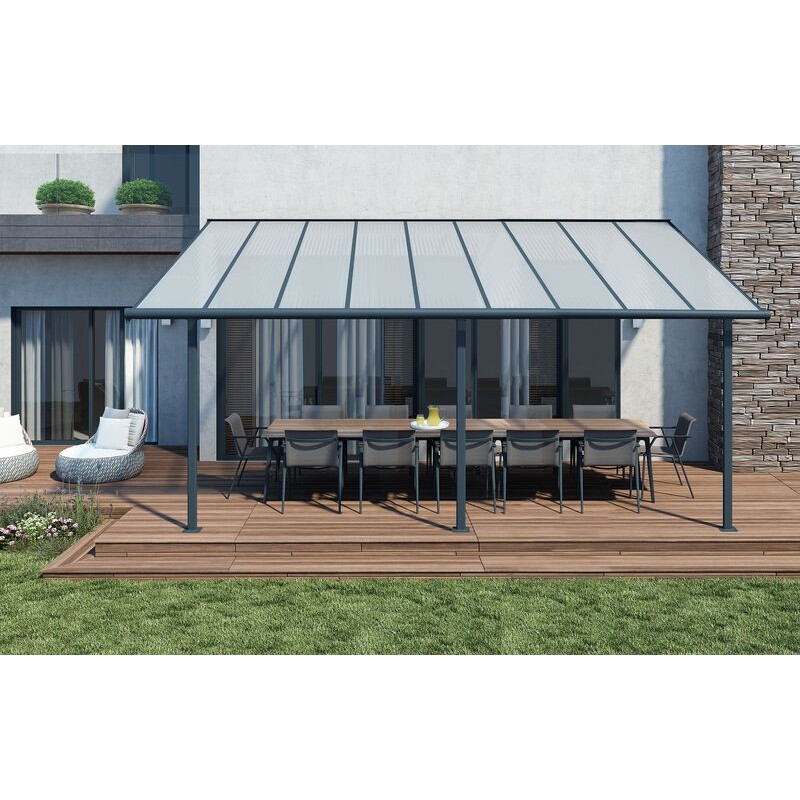 Canopia Sierra Pergola adossée en aluminium 3x5.6 m Gris Canopia Sierra Pergola adossée en aluminium 3x5.6 m Gris