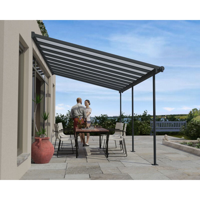 Canopia Sierra Pergola adossée en aluminium 3x5.6 m Gris Canopia Sierra Pergola adossée en aluminium 3x5.6 m Gris