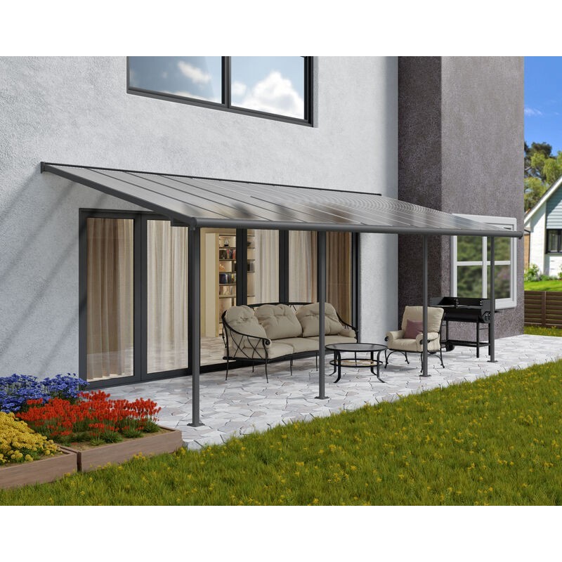 Canopia Sierra Pergola adossée en aluminium 3x7.4 m Gris Canopia Sierra Pergola adossée en aluminium 3x7.4 m Gris