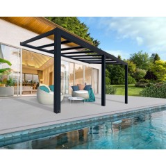 Canopia Pergola Inclinée Stockholm Premium Aluminium 3,4X6 m Transparente