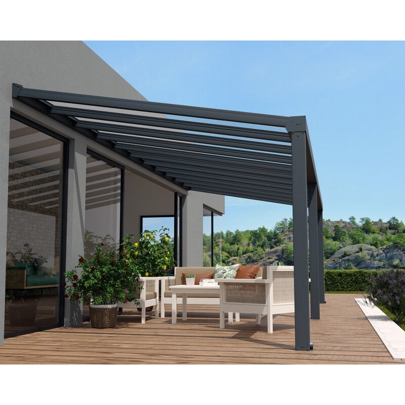 Canopia Stockholm Premium Aluminum Leaning Pergola 3.4X8 m Transparent Canopia Stockholm Premium Aluminum Leaning Pergola 3.4X8 m Transparent