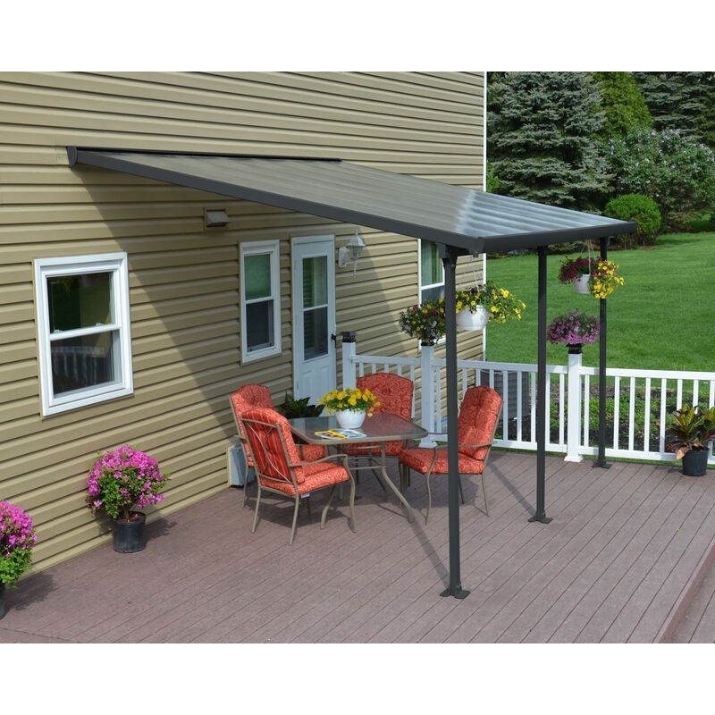Canopia Feria Pergola adossée en aluminium 3x4.3 m Gris Canopia Feria Pergola adossée en aluminium 3x4.3 m Gris