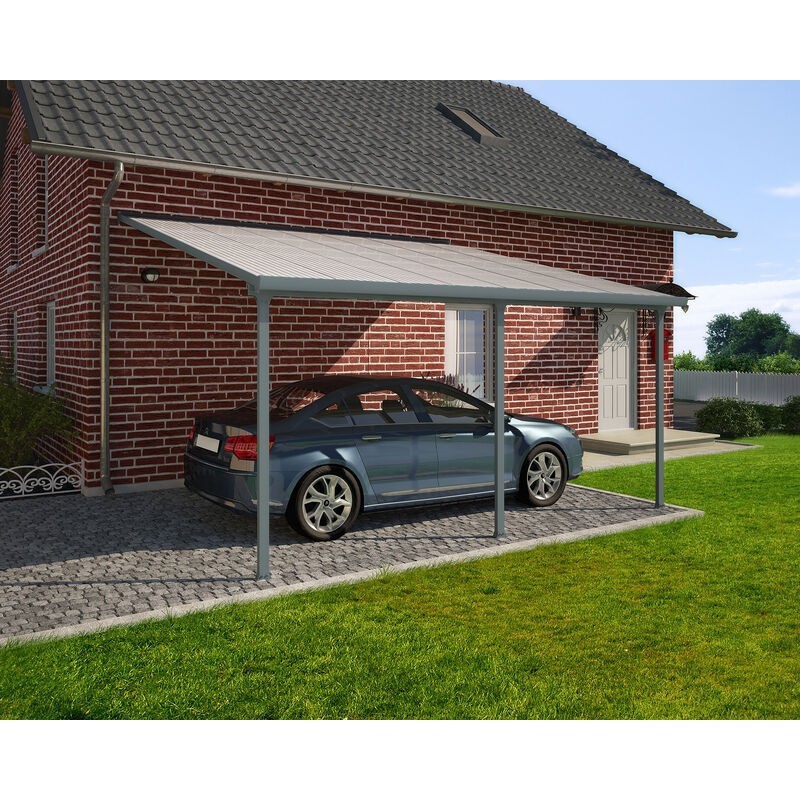 Canopia Feria Pergola adossée en aluminium 3x4.3 m Gris Canopia Feria Pergola adossée en aluminium 3x4.3 m Gris