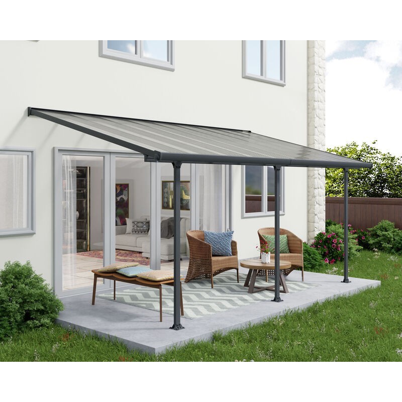 Canopia Feria Pergola adossée en aluminium 3x5.5 m Gris Canopia Feria Pergola adossée en aluminium 3x5.5 m Gris