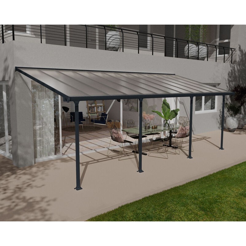 Canopia Feria Pergola adossée en aluminium 3x7.3 m Gris Canopia Feria Pergola adossée en aluminium 3x7.3 m Gris