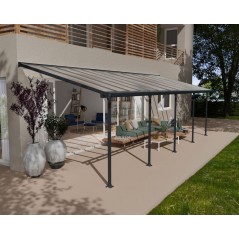 Canopia Feria Pergola adossée en aluminium 3x9.2 m Gris