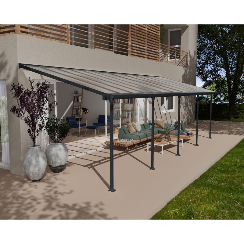 Canopia Feria Pergola adossée en aluminium 3x9.2 m Gris Canopia Feria Pergola adossée en aluminium 3x9.2 m Gris