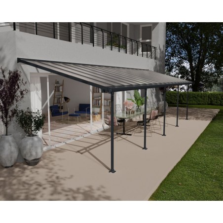 Canopia Feria Pergola adossée en aluminium 3x9.7 m Gris