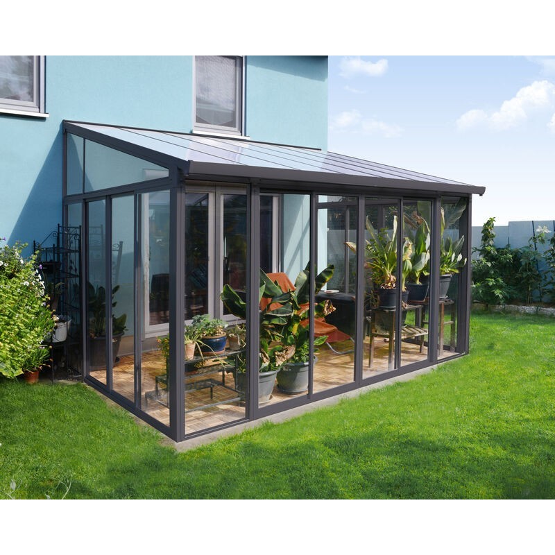 Canopia San Remo Véranda en aluminium 3x4.4 m Gris Canopia San Remo Véranda en aluminium 3x4.4 m Gris