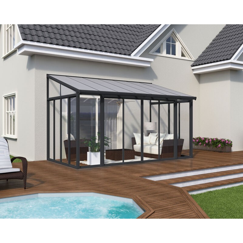 Canopia San Remo Véranda en aluminium 3x4.4 m Gris Canopia San Remo Véranda en aluminium 3x4.4 m Gris