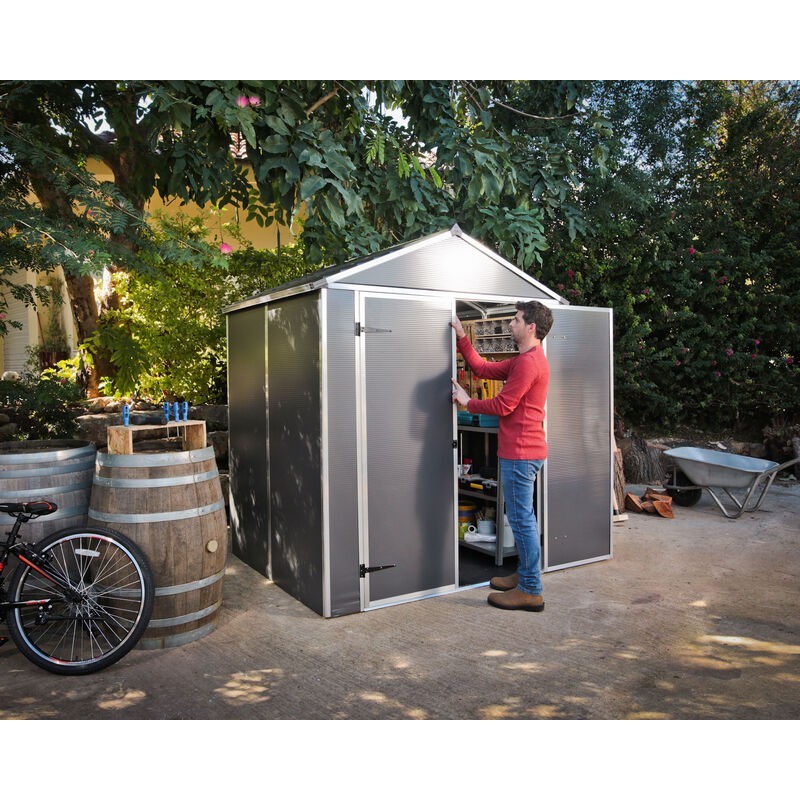 Canopia Rubicon Abri de jardin en polycarbonate ultra résistant 154x185x217 cm Gris foncé Canopia Rubicon Abri de jardin en polycarbonate ultra résistant 154x185x217 cm Gris foncé