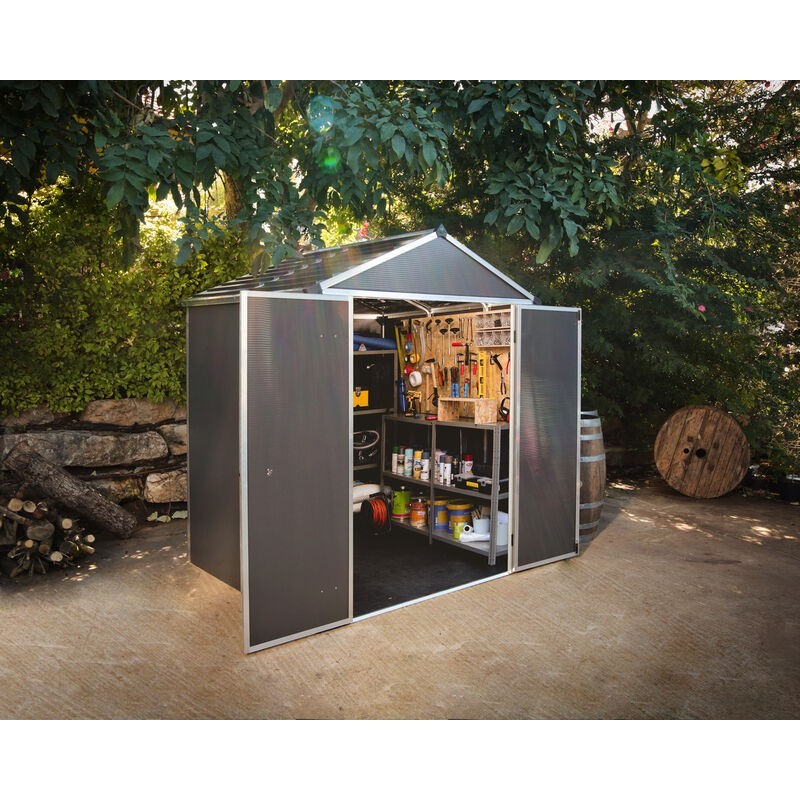 Canopia Rubicon Abri de jardin en polycarbonate ultra résistant 154x185x217 cm Gris foncé Canopia Rubicon Abri de jardin en polycarbonate ultra résistant 154x185x217 cm Gris foncé