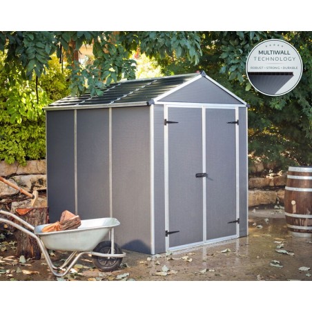 Canopia Rubicon Abri de jardin en polycarbonate ultra résistant 229x185x217 cm Gris foncé