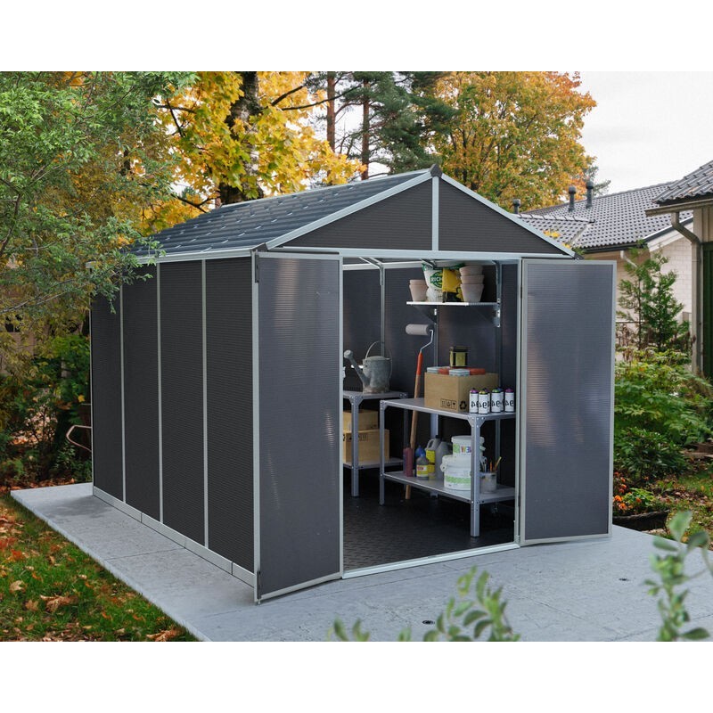 Canopia Rubicon Abri de jardin en polycarbonate ultra résistant 303x237x235 cm Gris foncé Canopia Rubicon Abri de jardin en polycarbonate ultra résistant 303x237x235 cm Gris foncé