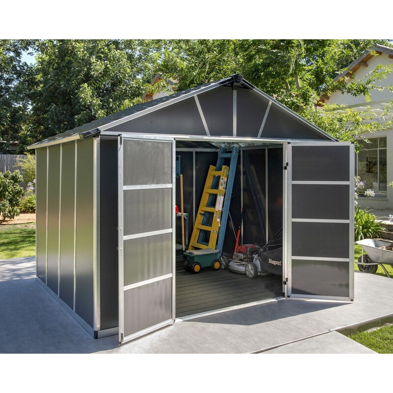 Canopia Yukon Polycarbonate Garden Shed 271x332x252 cm Grey with Floor Included
