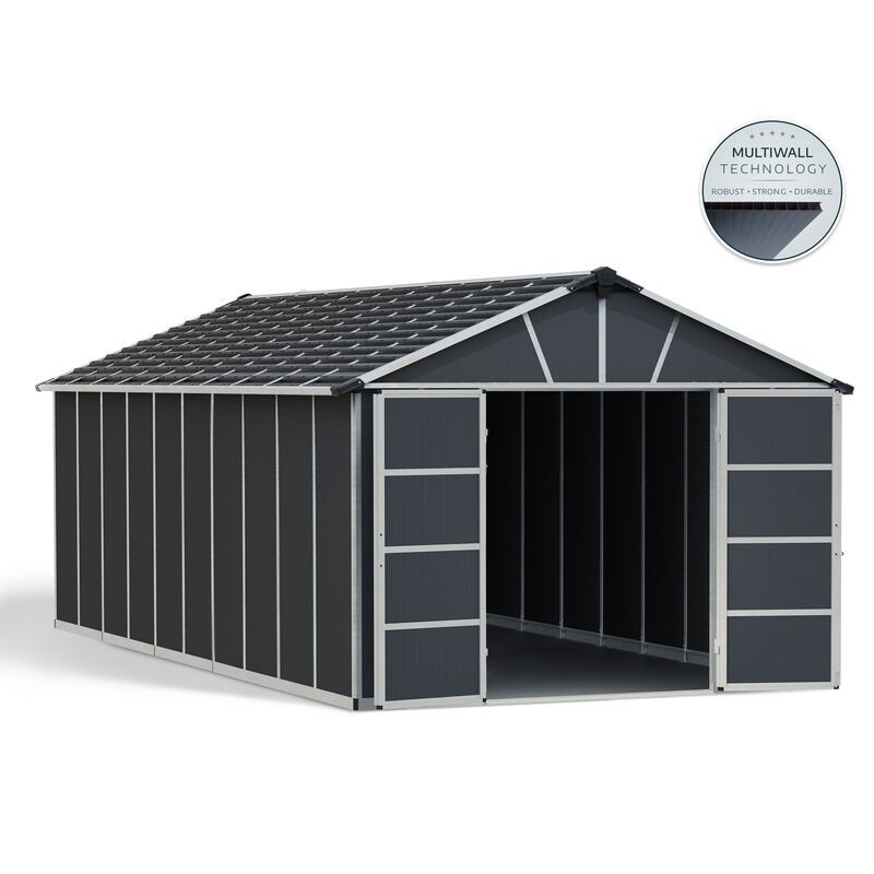Canopia Abri de Jardin Yukon en Polycarbonate 643X332X252 cm Gris Sol Inclus
