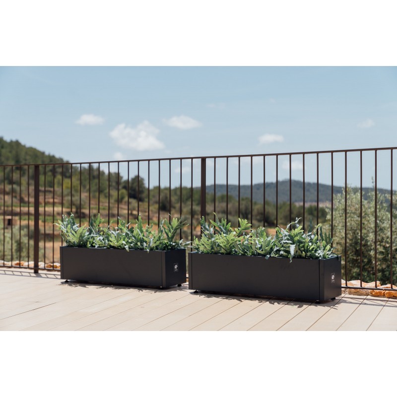 Jardinière Herstera PLANTER BALCONY en métal Anthracite 100x25x25 cm Jardinière Herstera PLANTER BALCONY en métal Anthracite 100x25x25 cm