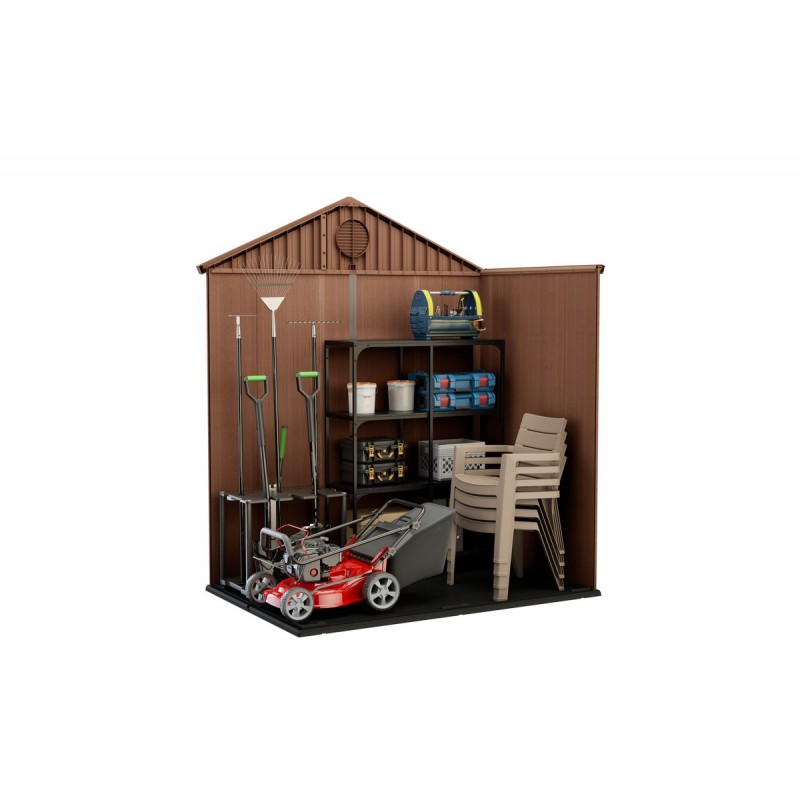 Keter Abri de Jardin en Résine DARWIN 6x4 Wood avec Fenêtres Frontales