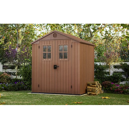 Keter Abri de Jardin en Résine DARWIN 6x6 Wood avec Fenêtres Frontales