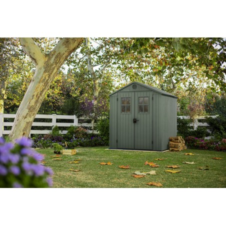 Keter Abri de Jardin en Résine DARWIN 6x6 Green avec Fenêtres Frontales