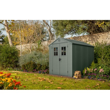 Keter Abri de Jardin en Résine DARWIN 6x8 Green avec Fenêtres Frontales