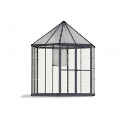 Canopia Oasis Serre de jardin hexagonale en polycarbonate 247x213x267 cm Gris