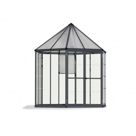 Canopia Oasis Serre de jardin hexagonale en polycarbonate 247x213x267 cm Gris