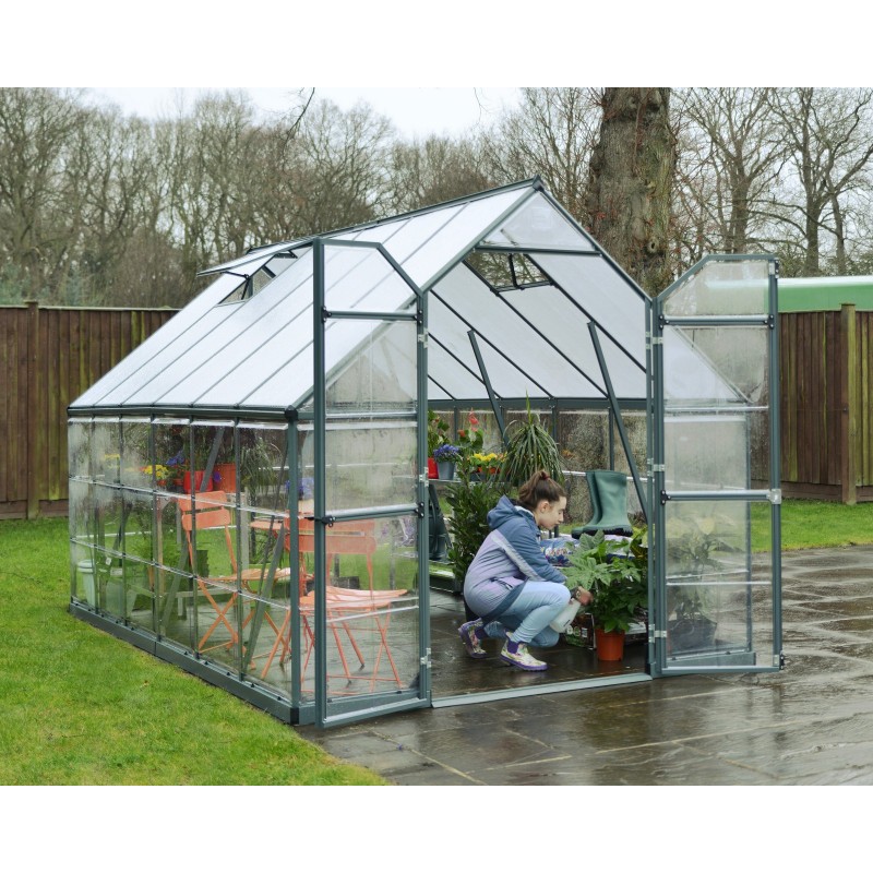 Canopia Balance Serre de jardin hybride en polycarbonate 367x244x229 cm Gris Canopia Balance Serre de jardin hybride en polycarbonate 367x244x229 cm Gris