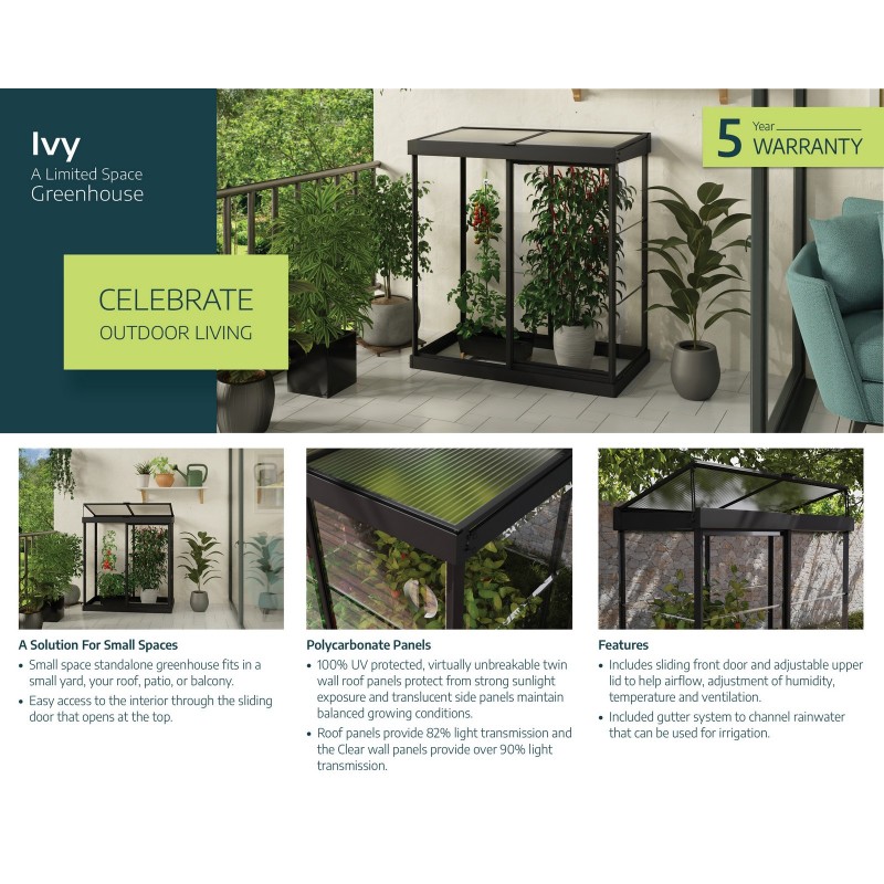 Canopia Ivy Mini Serre de Jardin en Polycarbonate 124X64X150 cm