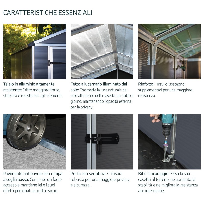 Abri de jardin Canopia Rubicon en polycarbonate ultra résistant 303x185x217 cm gris foncé